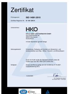 ISO-14001 Zertifikat