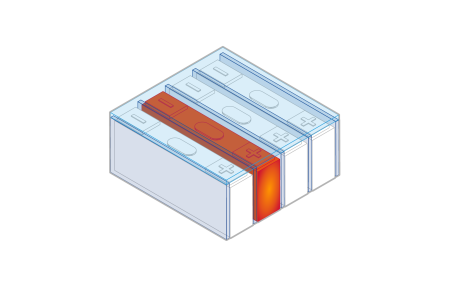 Brandschutz über dem Batteriemodul und zwischen den Zellen